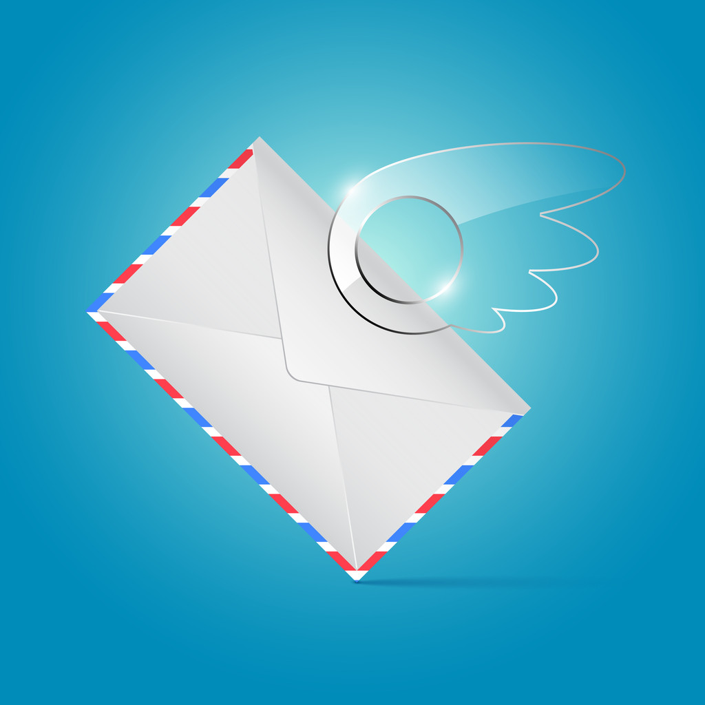 Envelope with glassy wing - Vector, Image