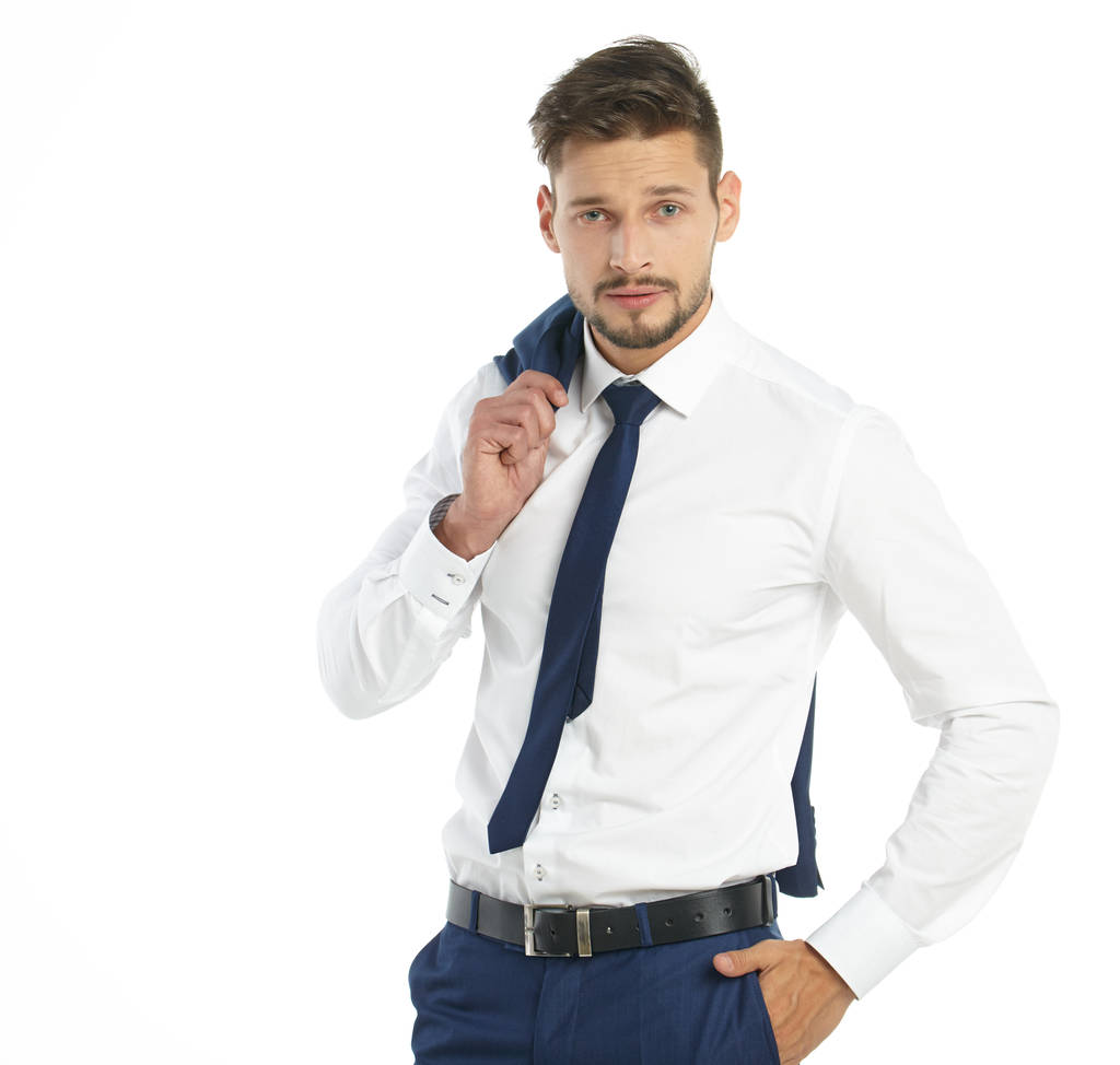 Wirtschaft, Menschen und Bürokonzept - Geschäftsmann im Anzug - Foto, Bild