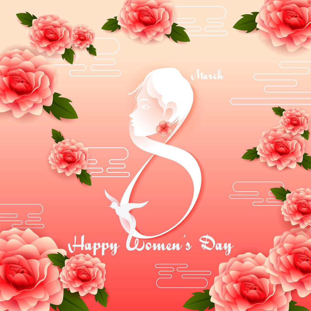 Mutlu Uluslararası Kadınlar Günü selamlar arka planına duvar kağıdı - Vektör, Görsel