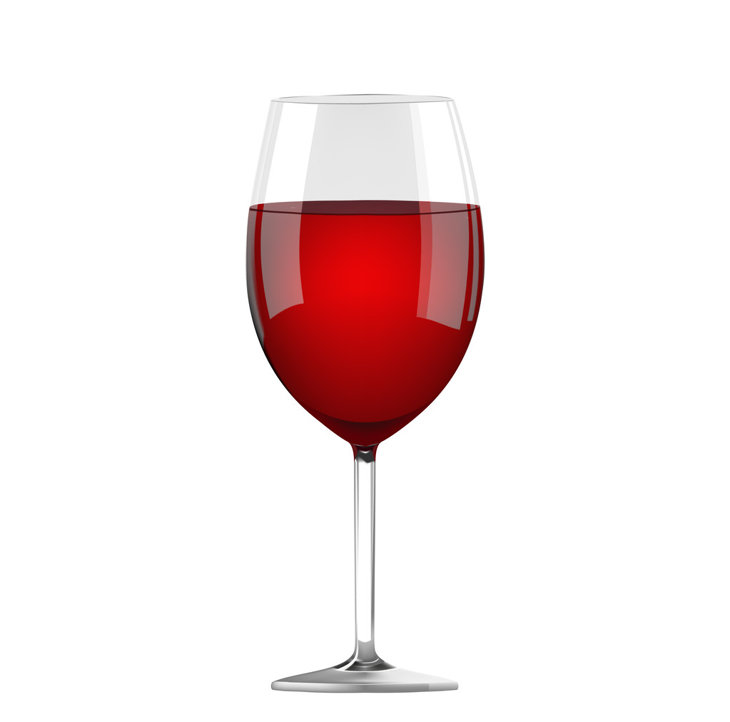 Copa de vino tinto sobre fondo blanco
 - Vector, Imagen