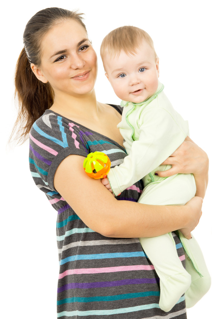 eine glückliche Mutter hält die Hände seines Babys - Foto, Bild