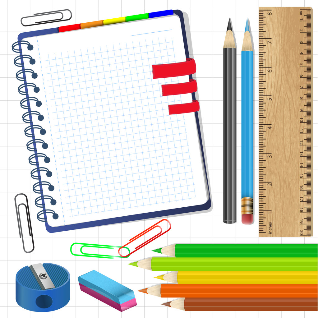 Close up of various school items.Vector illustration. - Vector, Image