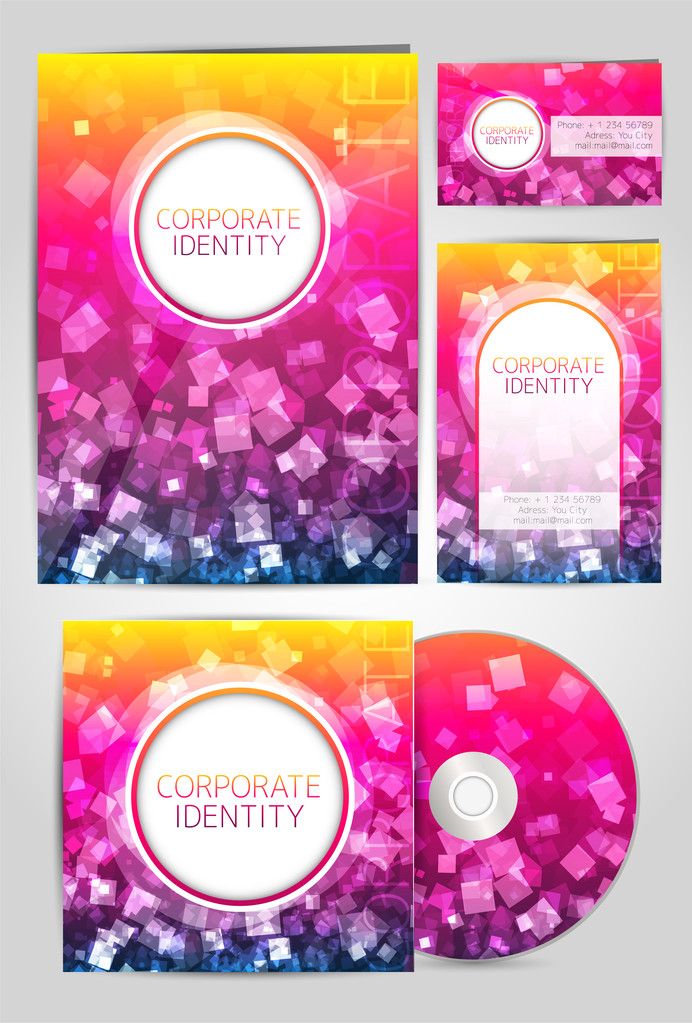 professionelle Corporate Identity Kit oder Business-Kit mit künstlerischen, Ihr Unternehmen umfasst CD-Cover, Visitenkarte, Umschlag und Brief - Vektor, Bild