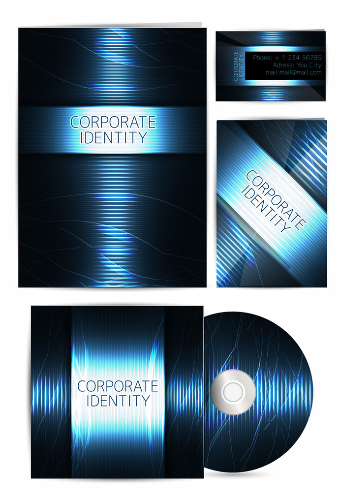 Trousse d'identité professionnelle ou trousse d'affaires avec artistique, votre entreprise comprend une couverture de CD, une carte de visite, une enveloppe et une lettre
 - Vecteur, image