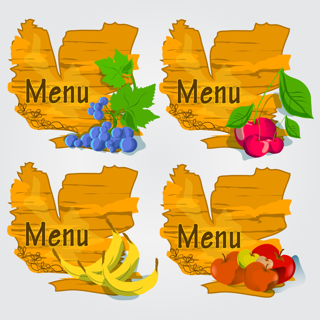 Ilustración vectorial - conjunto de frutas con menú
. - Vector, imagen