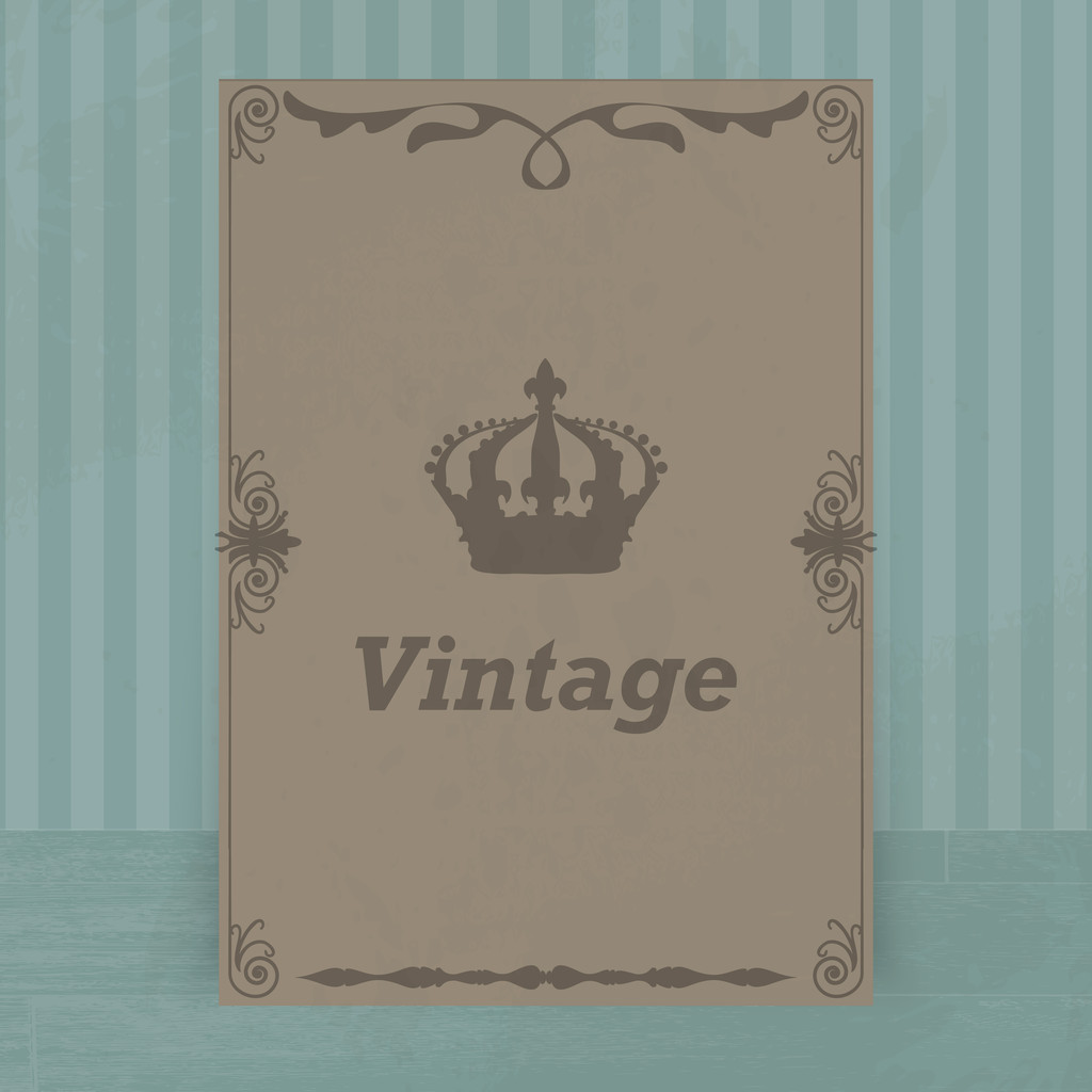 Couronne vintage sur fond bleu marron
 - Vecteur, image