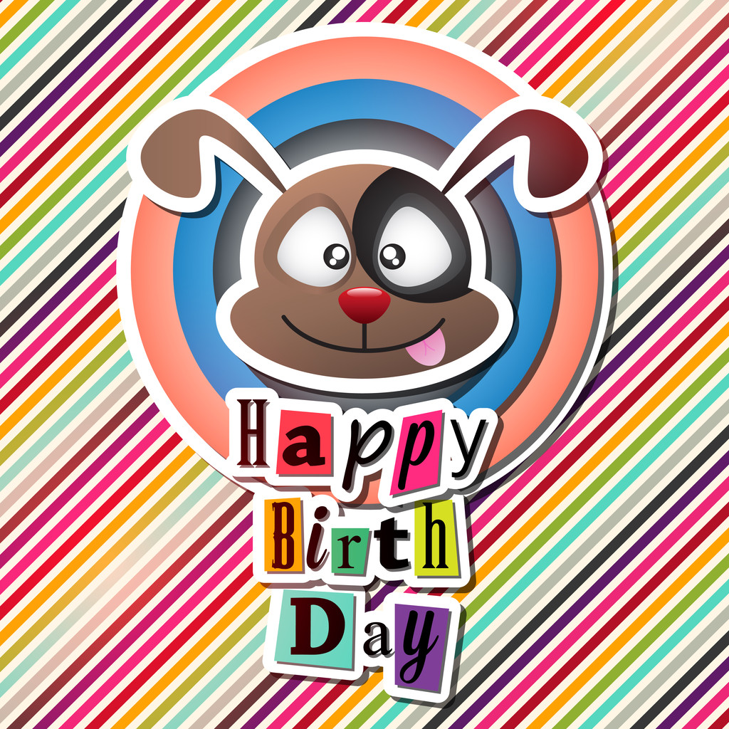 birthday card with dog - Vector, Image