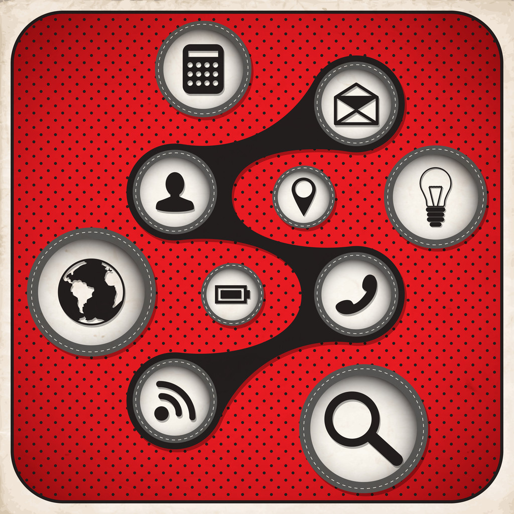 Blogging icons set White and Red Series. Vector - Vector, Image