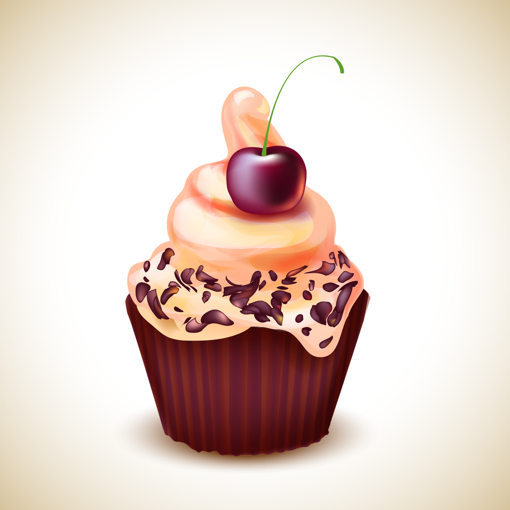 vektor illusztrációja cupcake cseresznyével - Vektor, kép