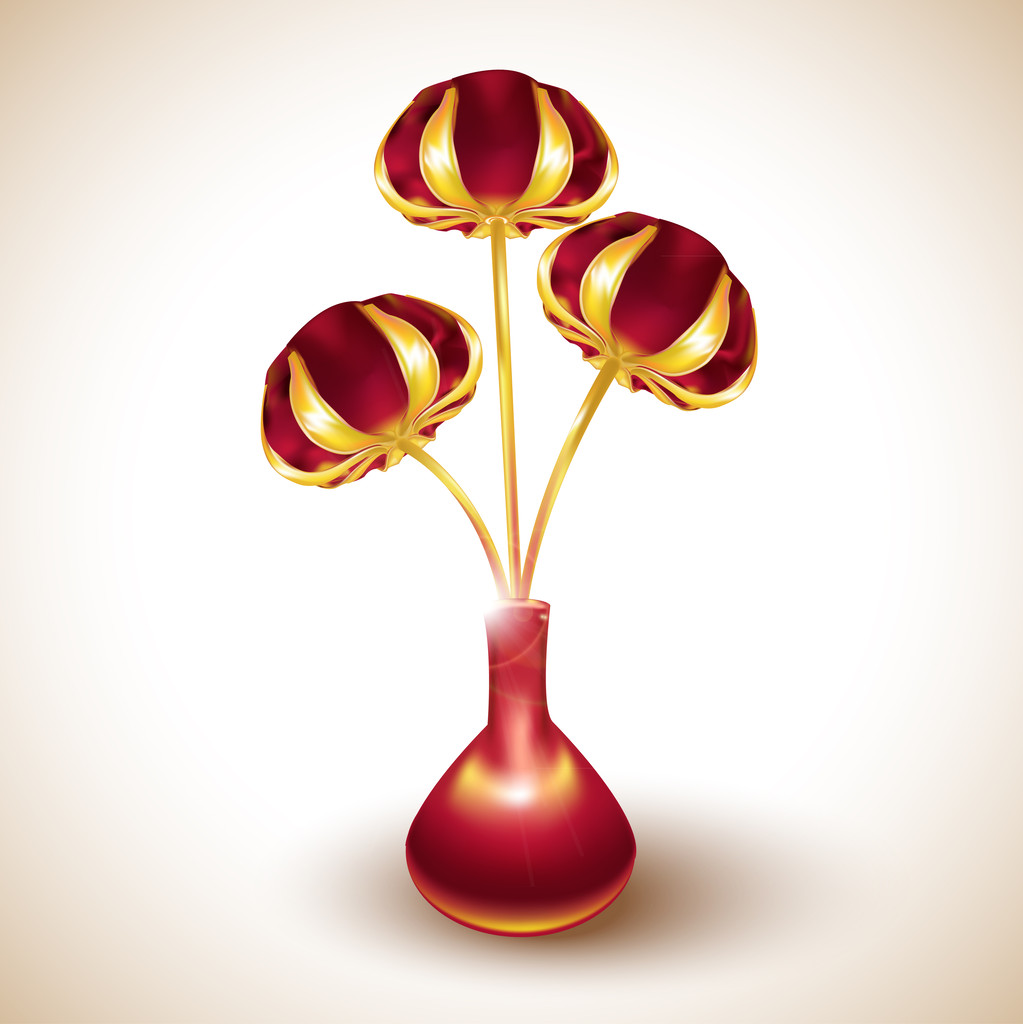 Векторная иллюстрация красных и золотых тюльпанов
 - Вектор,изображение