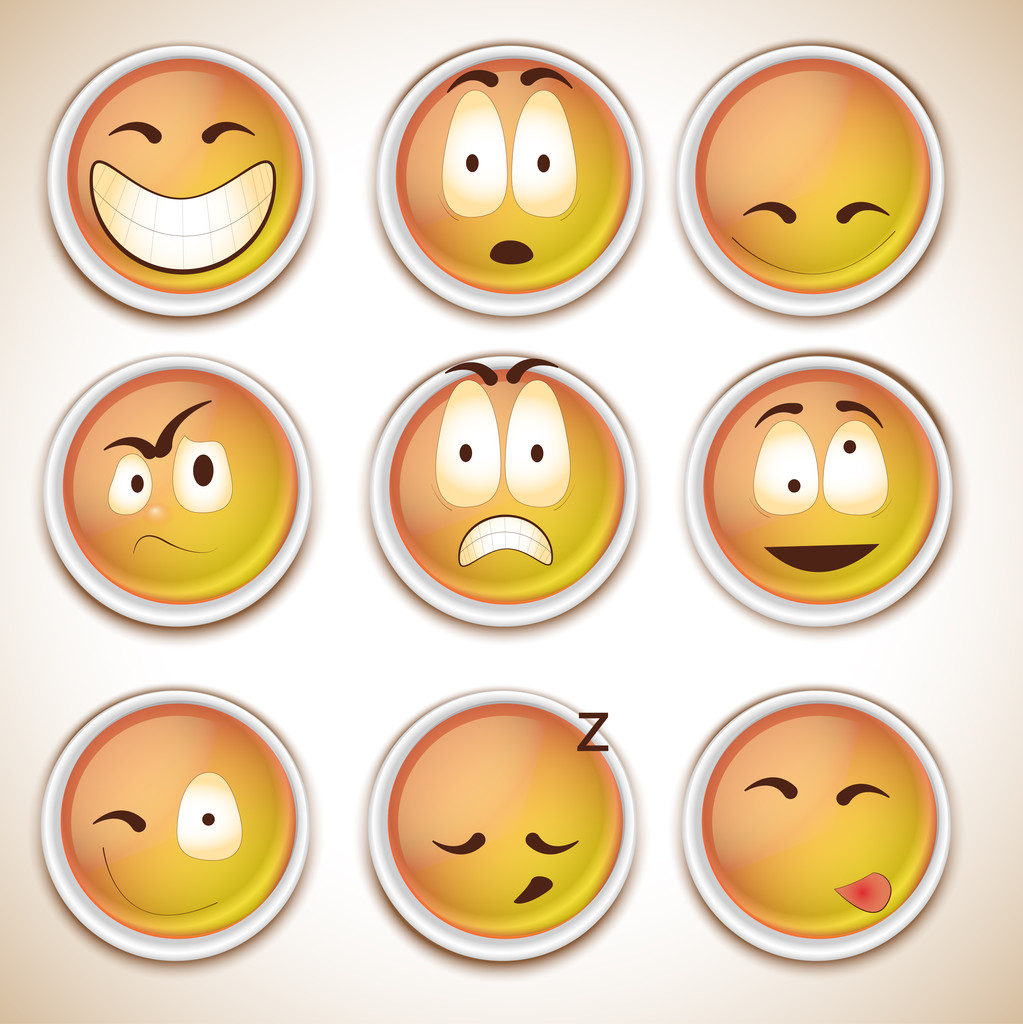 Set of characters of yellow emoticons - Vector, Image