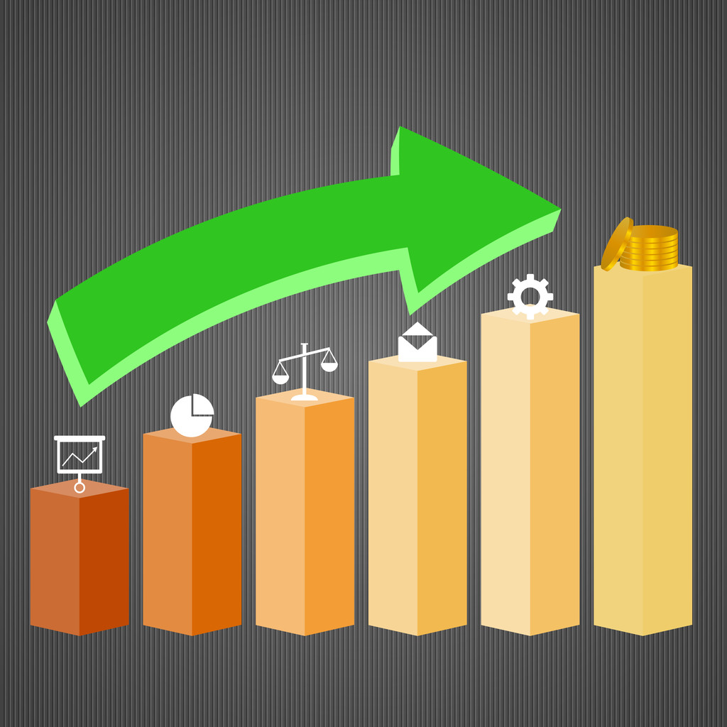 3d illustration of business graph with arrow - Vector, Image