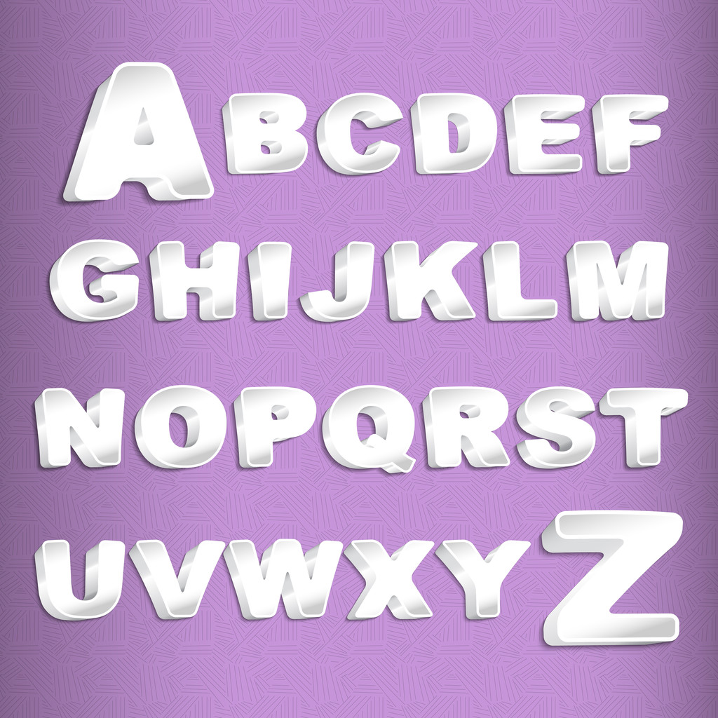 Alfabeto violeta, ilustración vectorial
  - Vector, Imagen
