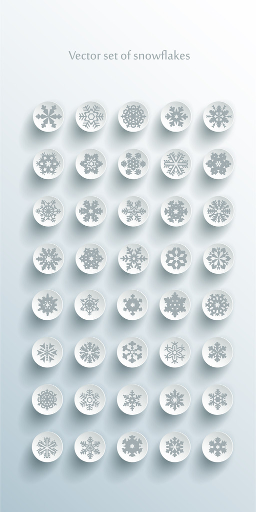 joukko harmaita lumihiutaleita valkoisella pohjalla
 - Vektori, kuva