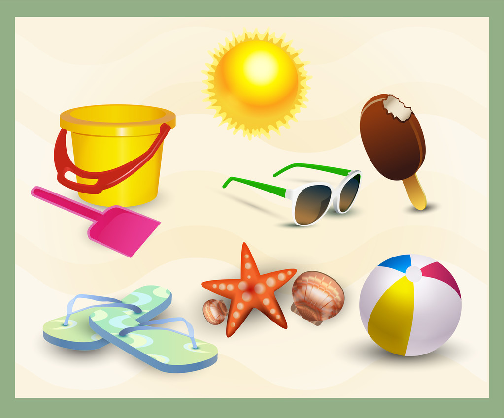 beach icons set. vector - Vector, Image