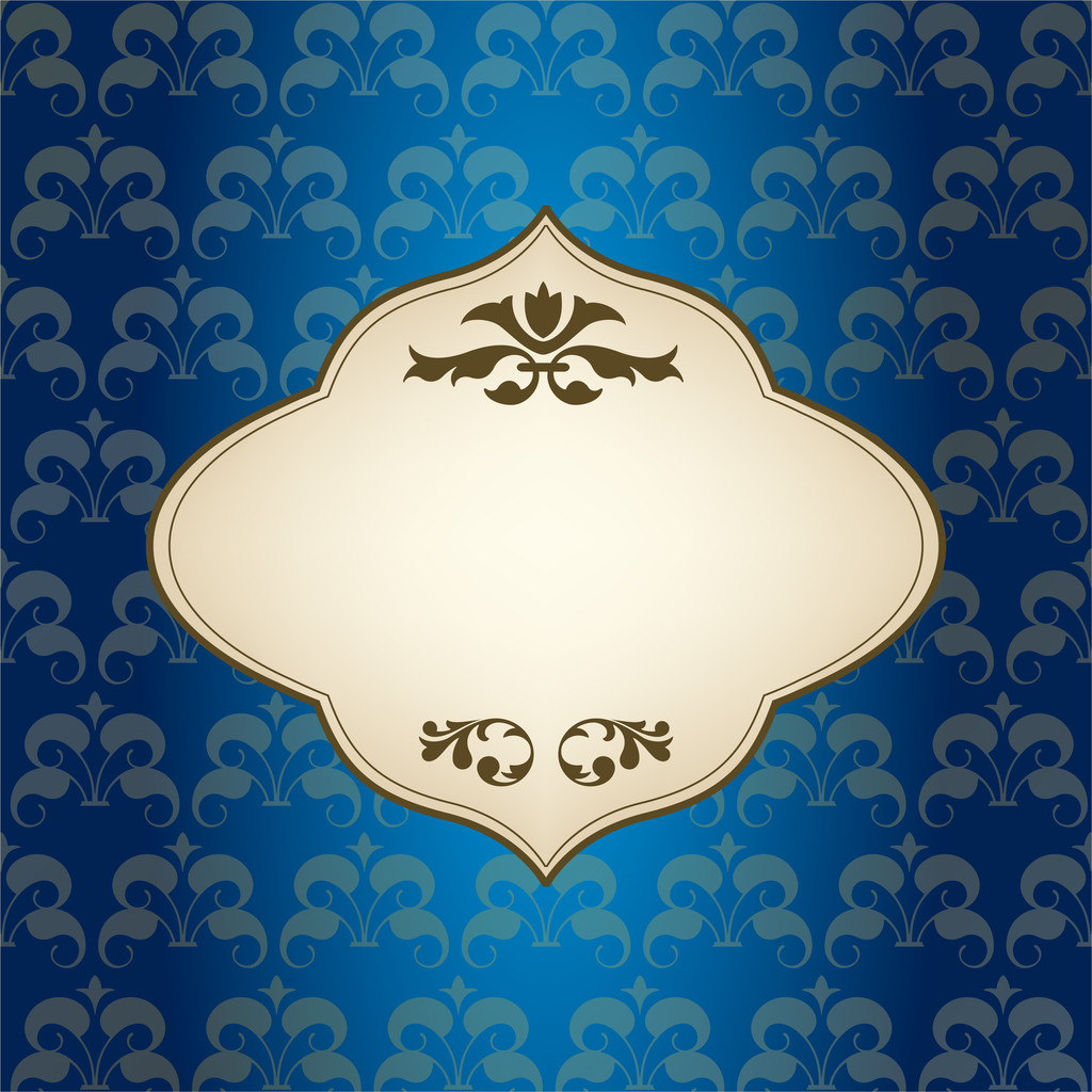 Design de moldura vintage azul para cartão de saudação
 - Vetor, Imagem