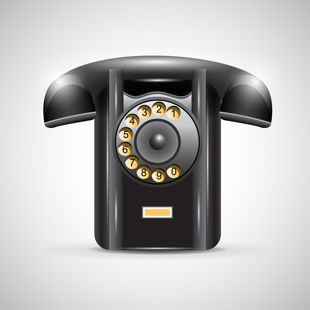Old black phone on grey background. Vector illustration - Vector, Image