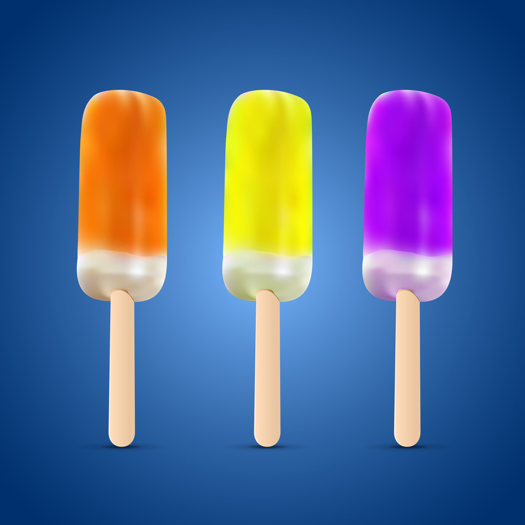 Three kind of ice lolly on blue background - Vector, Image