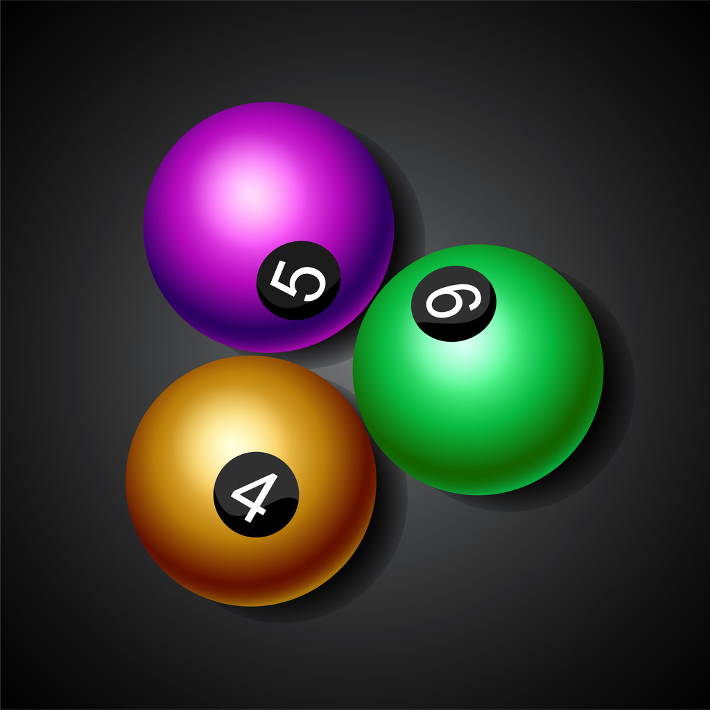 Billiard balls on black background - Vector, Image
