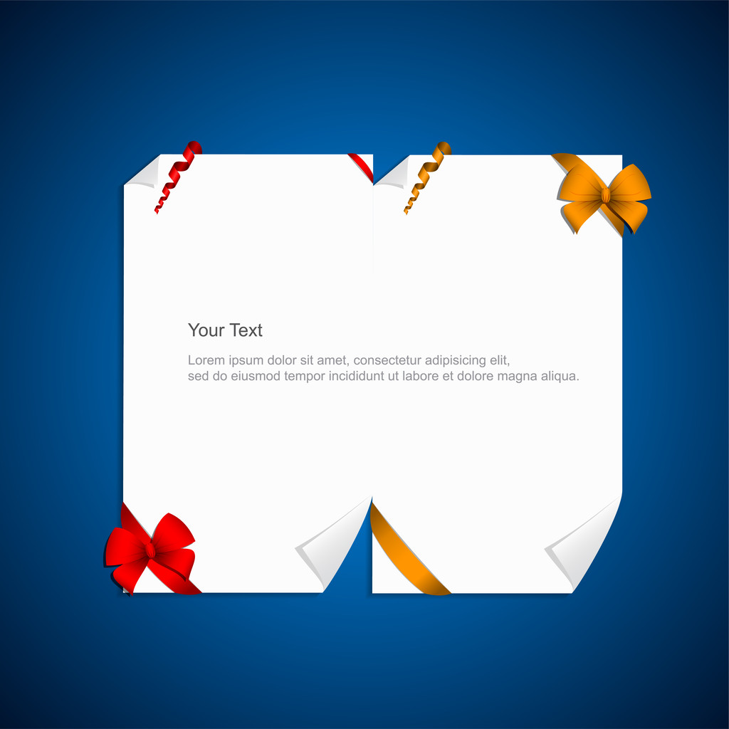 Two gift cards with red and golden ribbons - Vector, Image