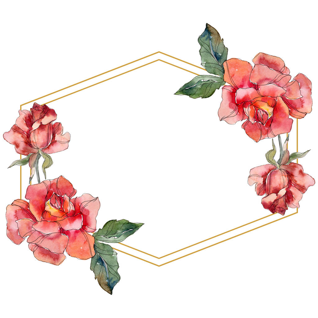 Golden Floral Frame Red Rose Flower SVG Graphic by Dender Studio · Creative  Fabrica