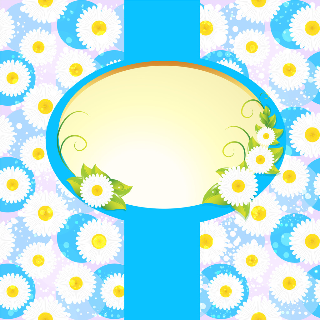 花の背景の白い楕円形フレーム - ベクター画像