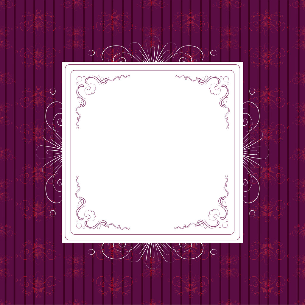 紫色の背景にビンテージ ホワイト フレーム - ベクター画像