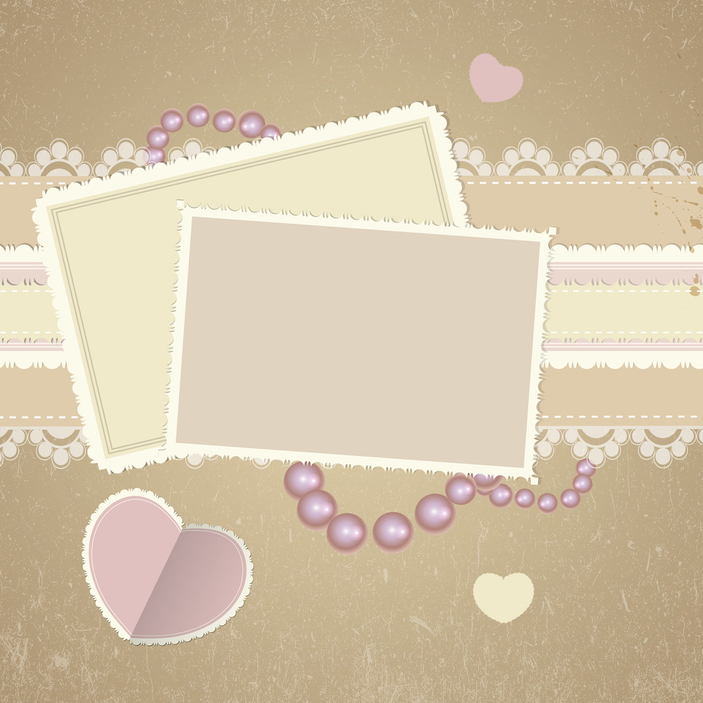 Cartões quadrados em fundo romântico
 - Vetor, Imagem