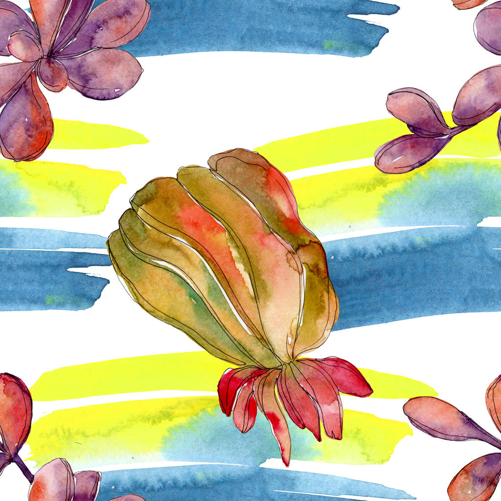 Jungle succulente bloem. Lente blad wildflower geïsoleerd. Aquarel illustratie set. Aquarel tekenen mode aquarelle. Naadloze achtergrondpatroon. Structuur behang print textuur. - Foto, afbeelding