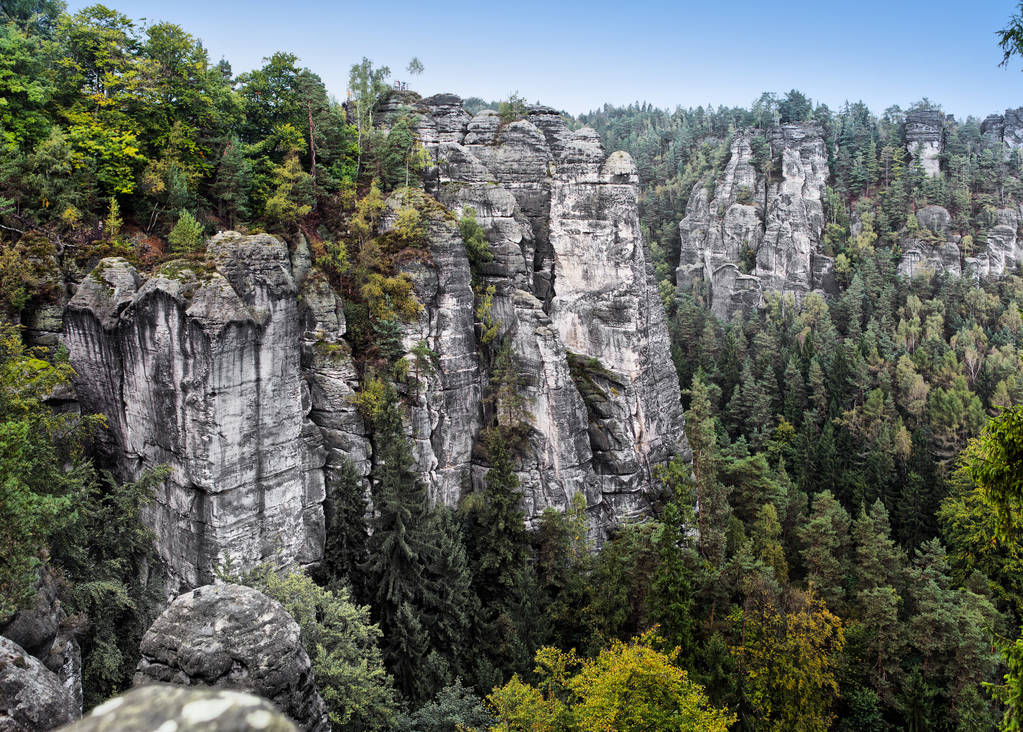 Σχηματισμός βράχου Bastei στη σαξονική Ελβετία εθνικό πάρκο, Γερμανία - Φωτογραφία, εικόνα