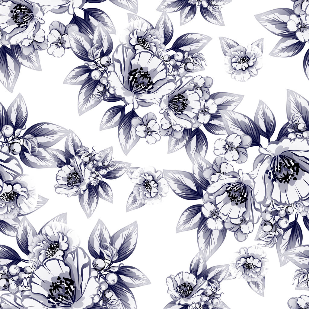 ilustracja wektorowa vintage kwiaty tło wzór - Wektor, obraz