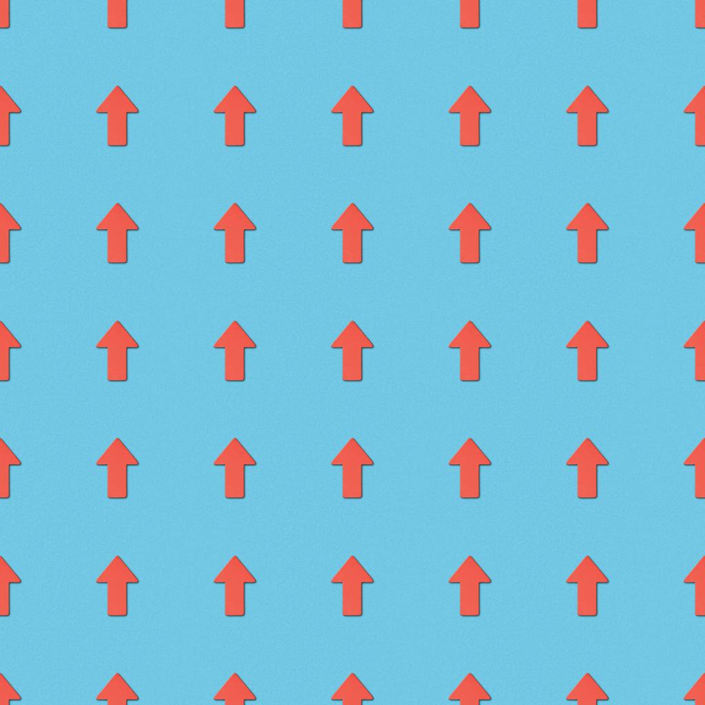 collage de flechas rojas verticales sobre fondo azul, patrón de fondo sin costuras
 - Foto, imagen