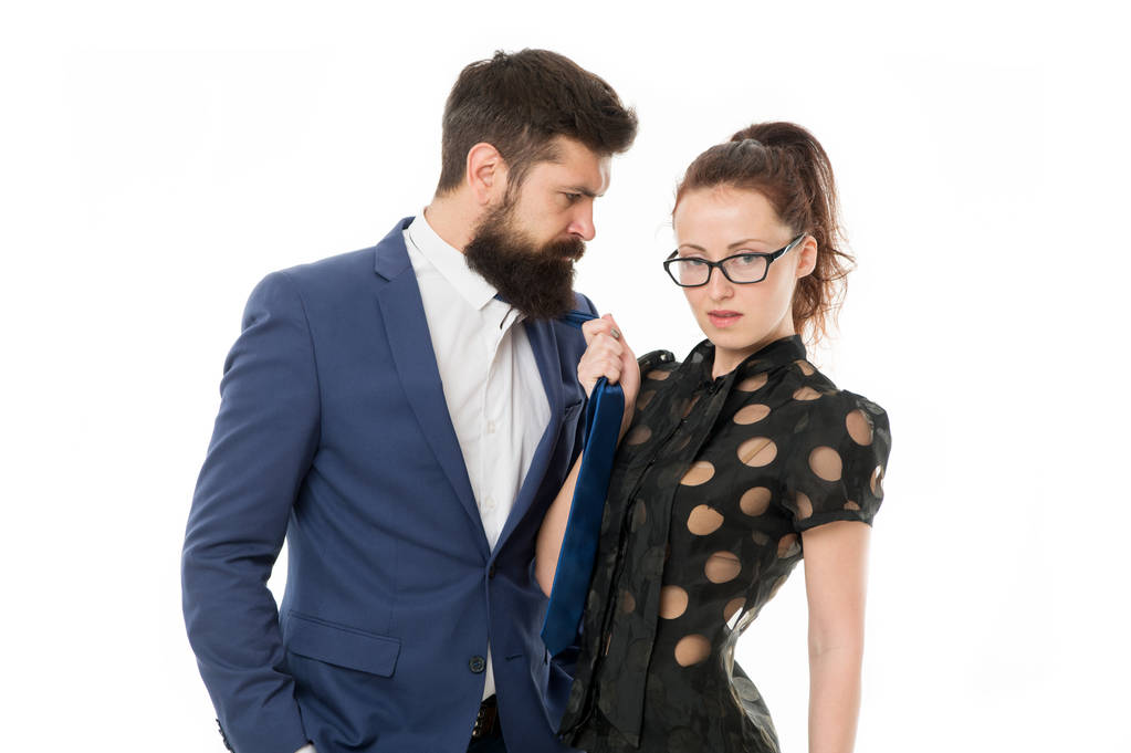 stop harassment. bearded man and sexy woman. Romantic couple in office. Businesspeople. Unleashed desire. Sexy business couple. True desire. Couple in love. Love and desire. sexual harassment - Photo, Image