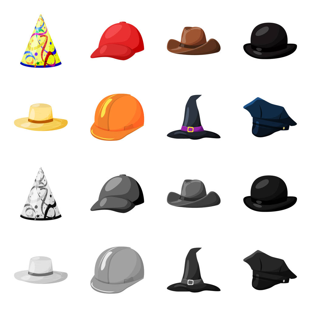 Wektor wzór logo Odzież i cap. Kolekcja odzieży i beret symbol giełdowy dla sieci web. - Wektor, obraz