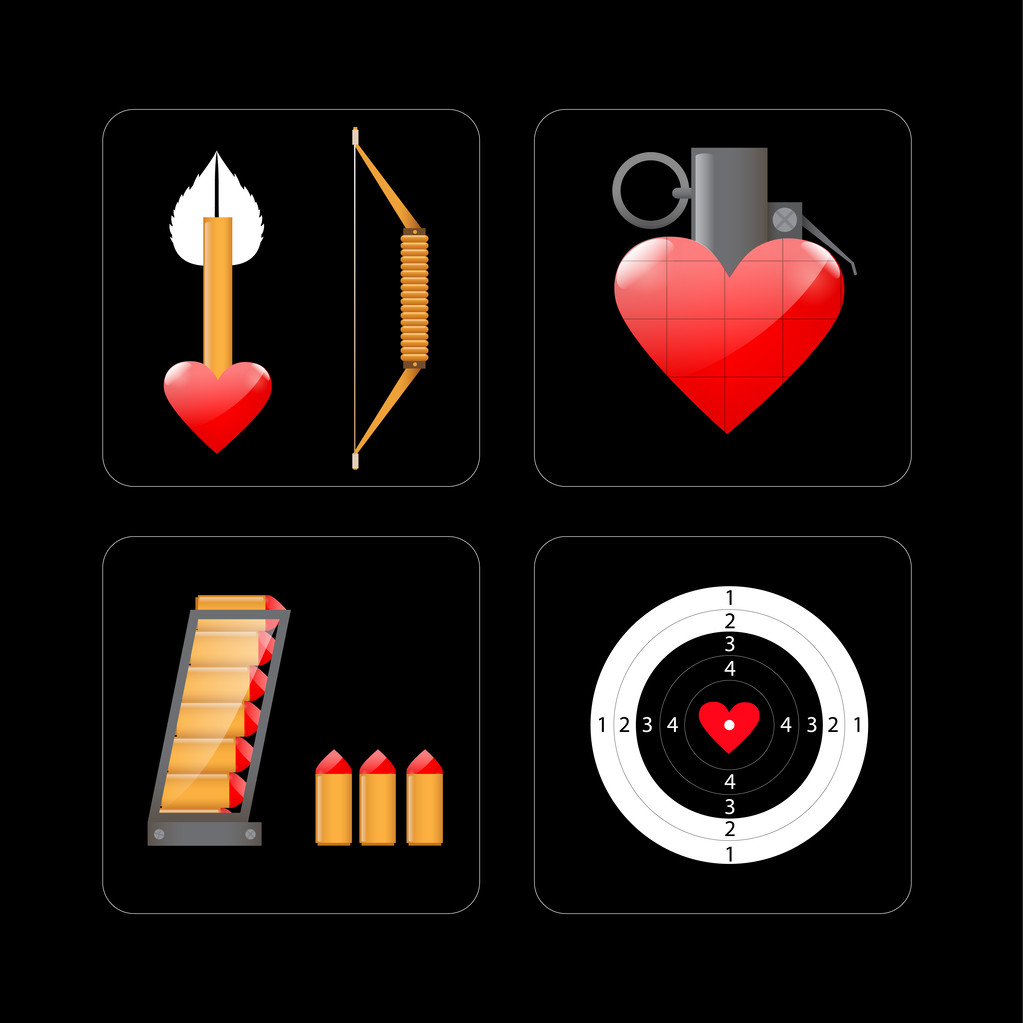 vector illustration of shooting target and objects with heart - Vector, Image