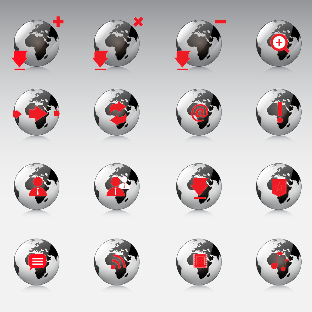 vector globe  icons set, vector - Vector, Image
