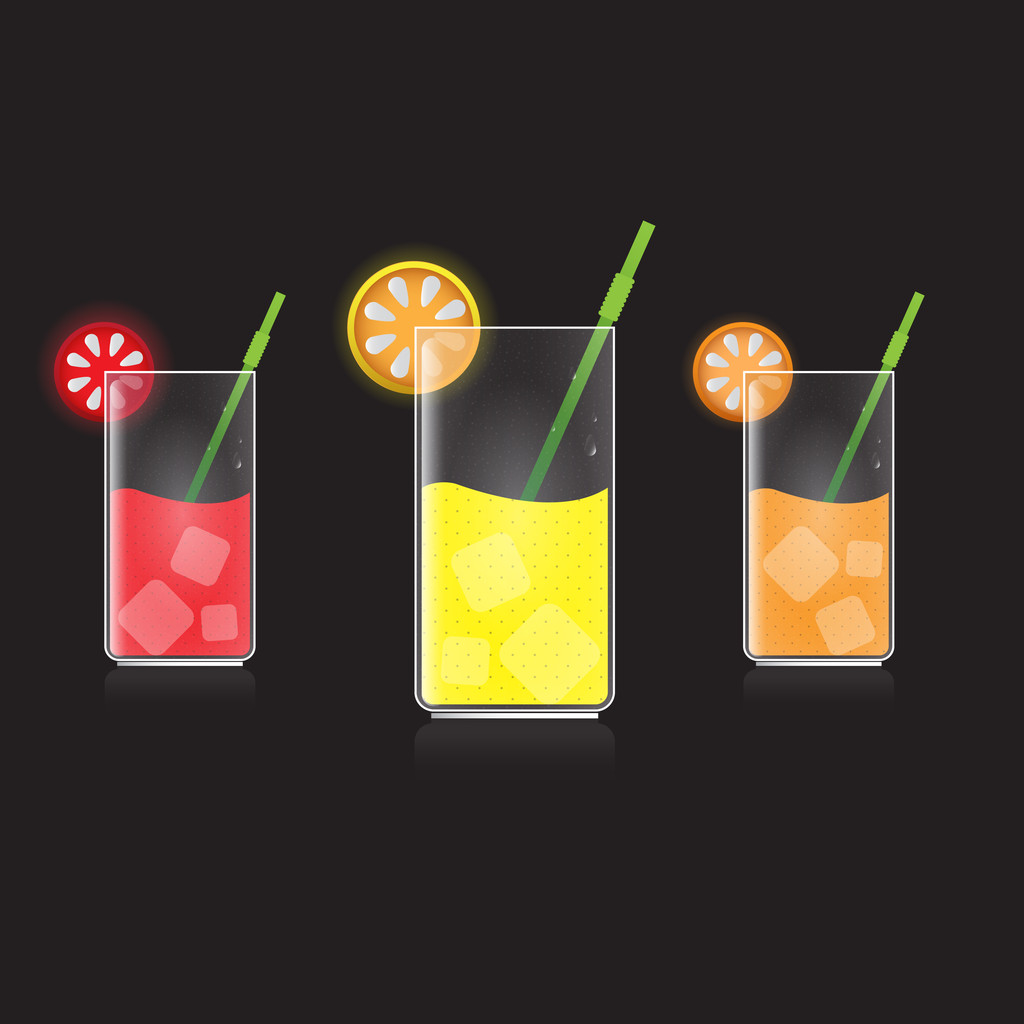 Limón, pomelo y zumo de naranja
 - Vector, imagen