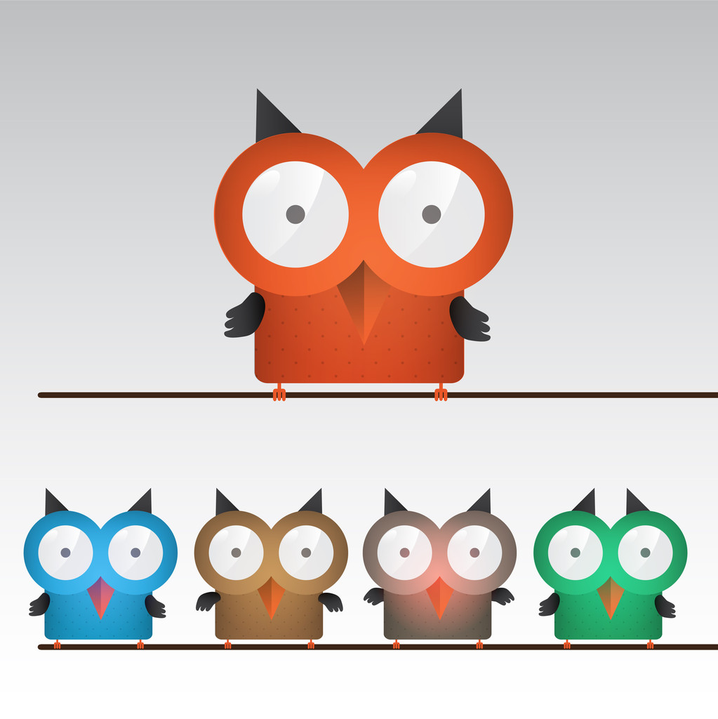 Vector illustration of colorful owls - Vector, Image