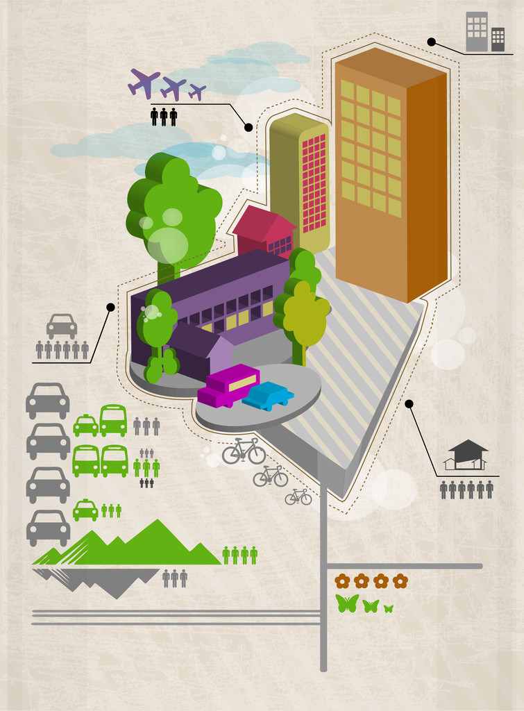 Serie di infografiche sociali cittadine. Illustrazione vettoriale
 - Vettoriali, immagini