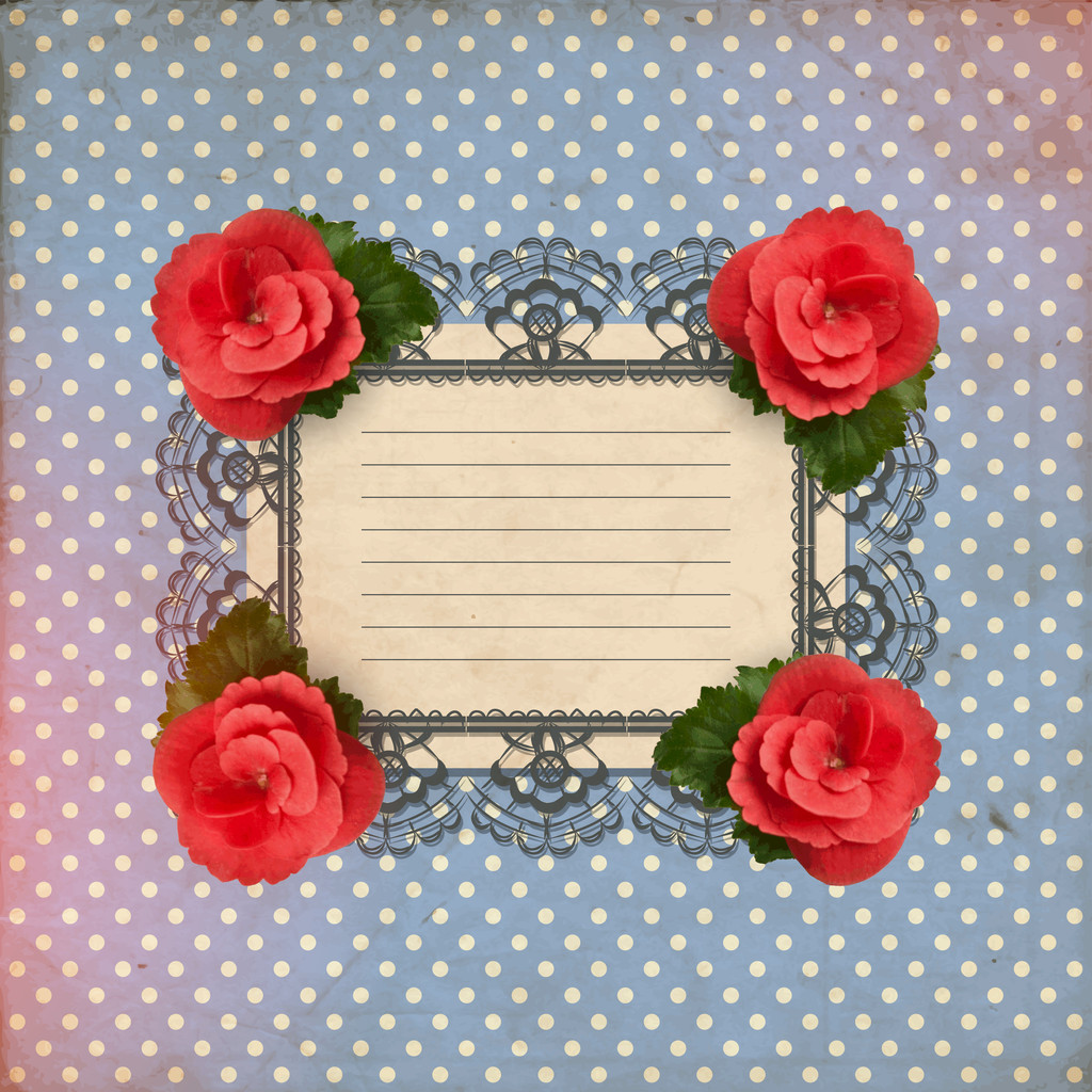 cartão floral romântico com ilustração vetorial de rosas vintage
 - Vetor, Imagem