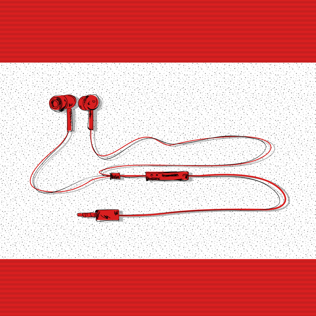 червоні навушники Векторні ілюстрації
 - Вектор, зображення