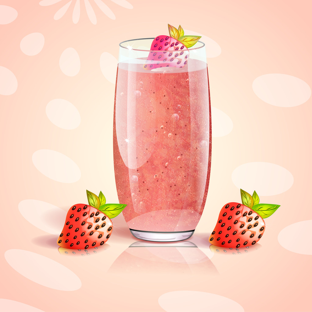 cup of fresh strawberry juice vector illustration - Vector, Image