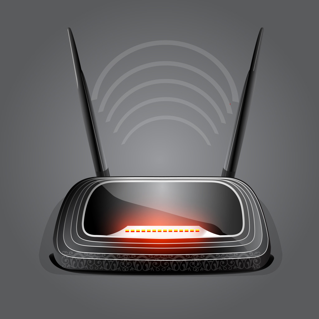 Web dalgalar kablosuz wi-fi router modem. vektör çizim - Vektör, Görsel