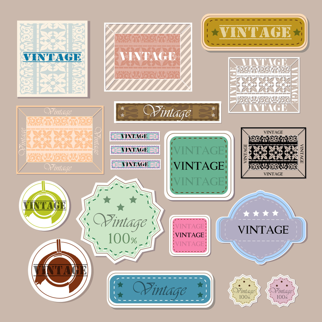 Set of vector vintage labels - Vector, Image