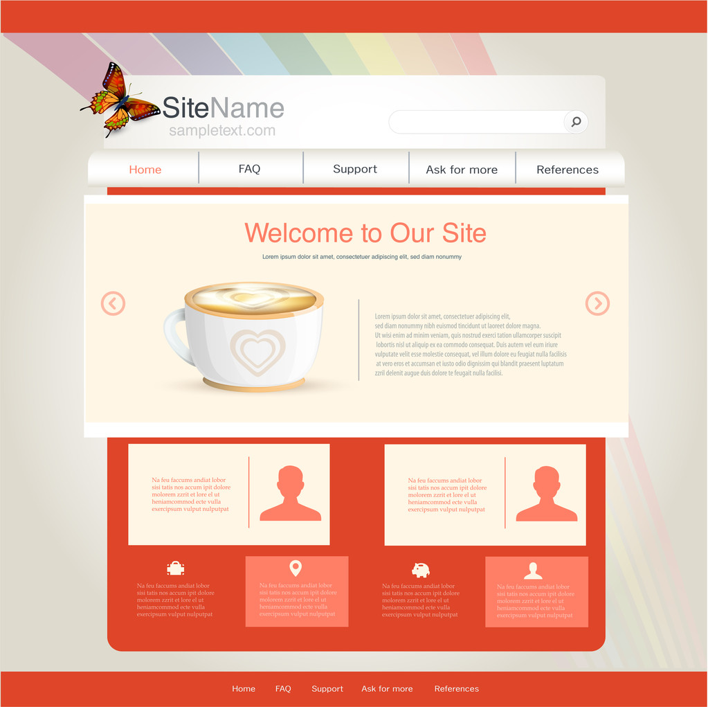 Vector website design template for cafe or restaurant - Vector, Image