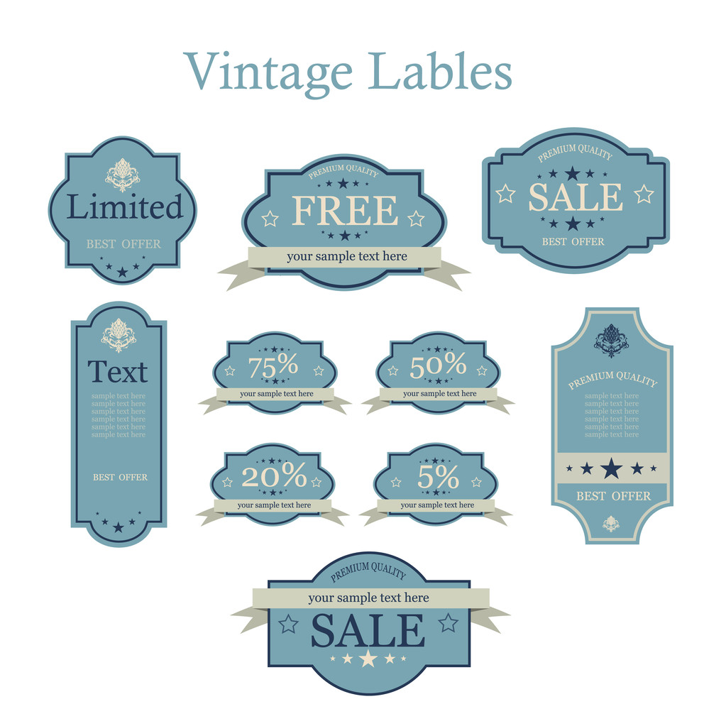 Conjunto vectorial de etiquetas vintage
 - Vector, Imagen