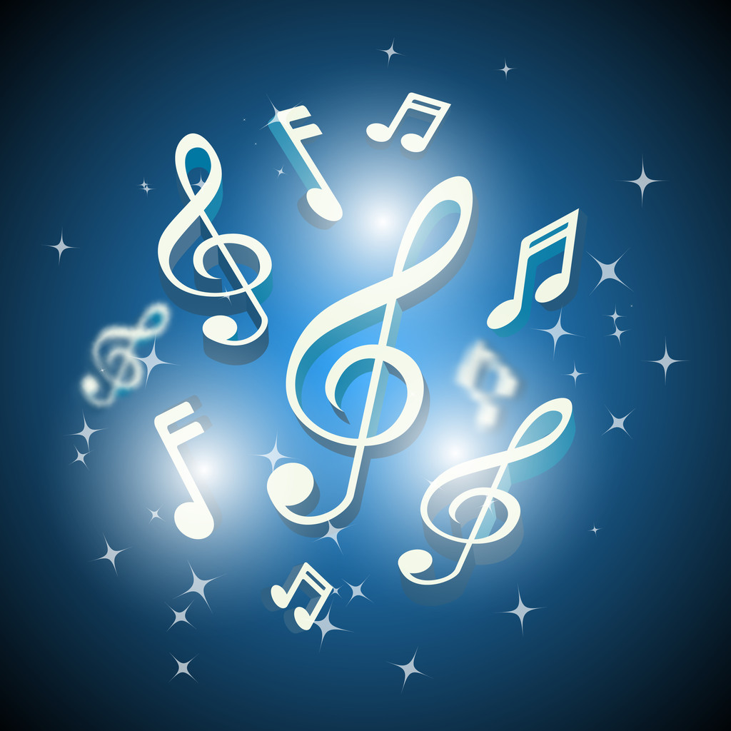 Музыкальные ноты и скрипичный клюв
 - Вектор,изображение
