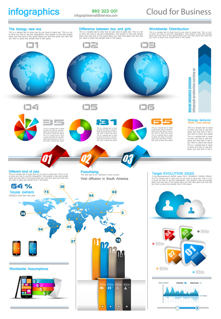 infografische Layout-Vorlage mit Weltkarten. - Vektor, Bild
