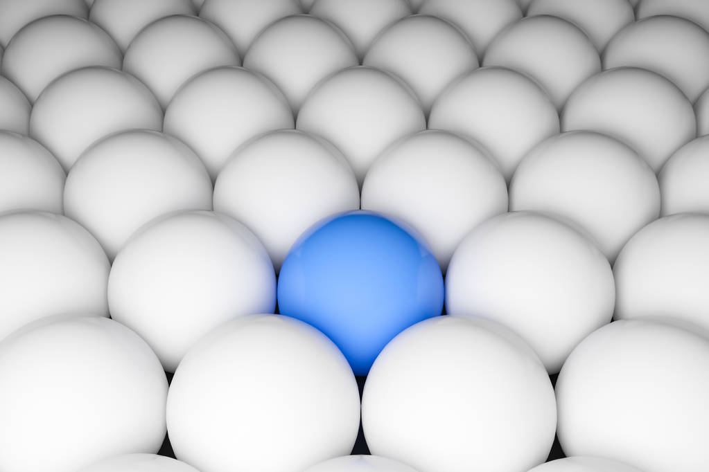 Fondo de bolas blancas con bola azul
 - Foto, Imagen