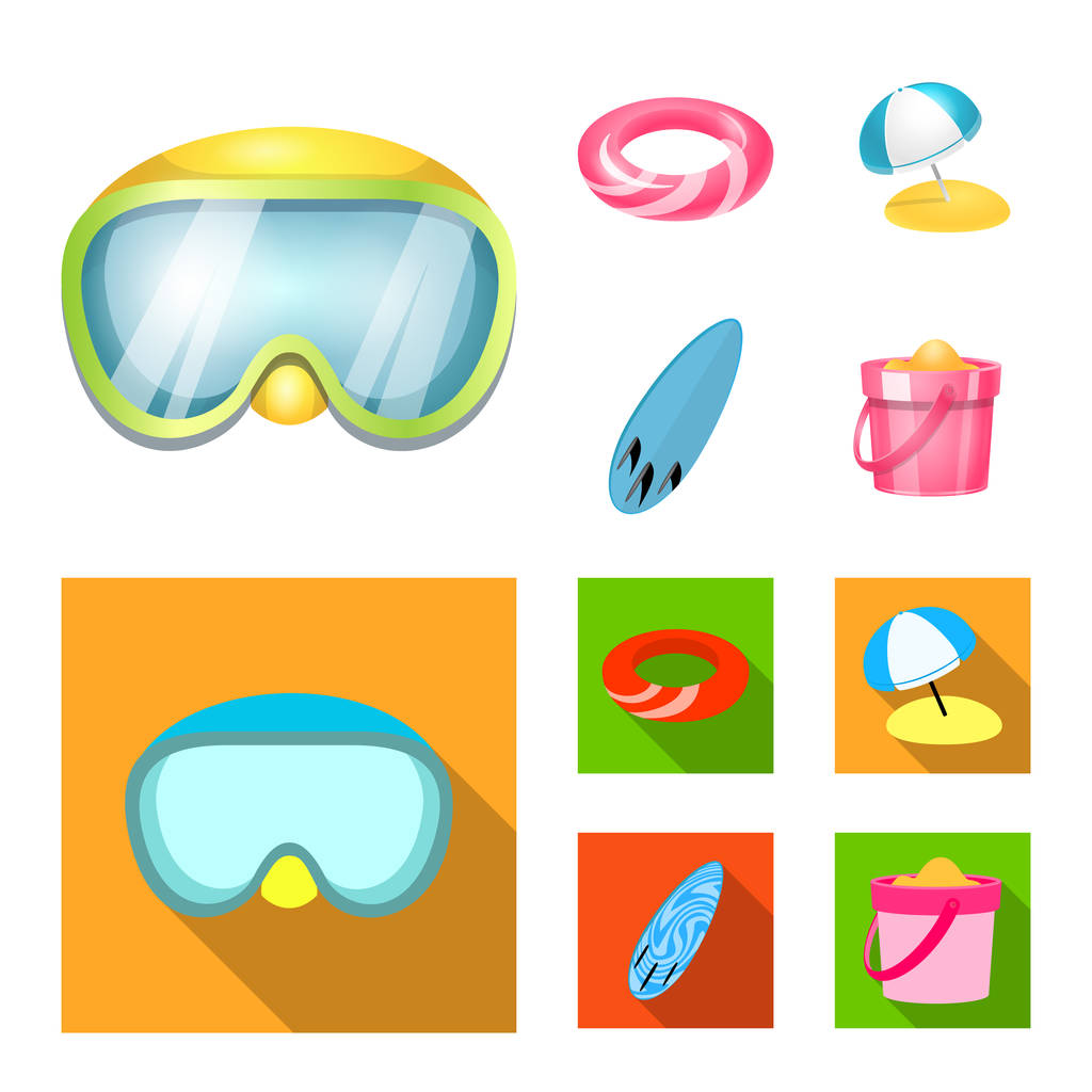 Isolated object of equipment and swimming logo. Set of equipment and activity stock vector illustration. - Vector, Image